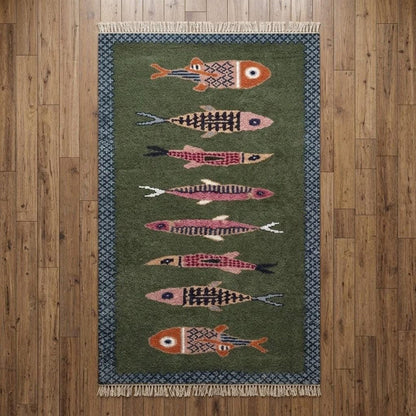 🐟 Whimsical Folk Fish Rug – A Splash of Color & Personality ✨ | Vintage-Inspired Home Decor
