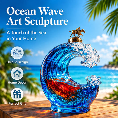 🌊 Ocean Wave Art Sculpture - Crystal Decanter Edition