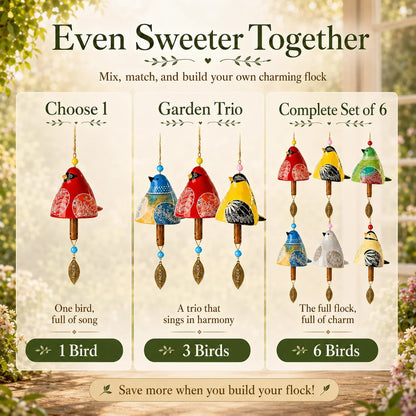 🎁LAST DAY SALE 50% OFF - Hand-Painted Resin Bird Wind Chime, Colorful Folk Art Garden Hanging Decor