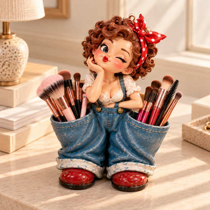 💋 Meet Your New Little Helper! ❤️ Retro Girl Multi-Purpose Organizer & Cute Home Decor
