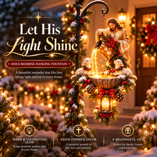 ✝️ Jesus Blessing Lighted Hanging Fountain™ – Christian Christmas Garden Decor