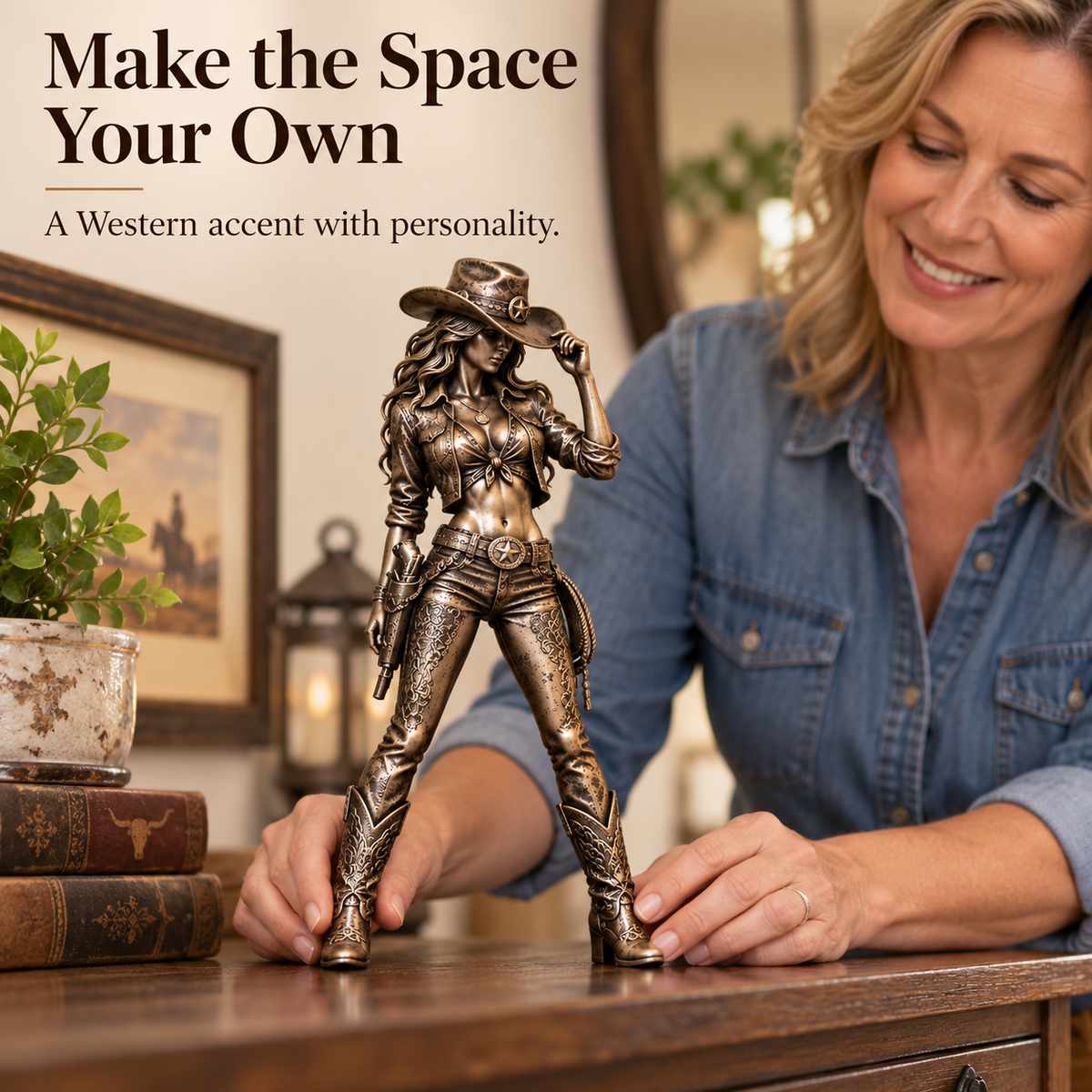 🤠 Born to Be Wild! 🐎 Vintage Western Cowgirl Figurines – A Touch of Wild West Spirit for Your Home