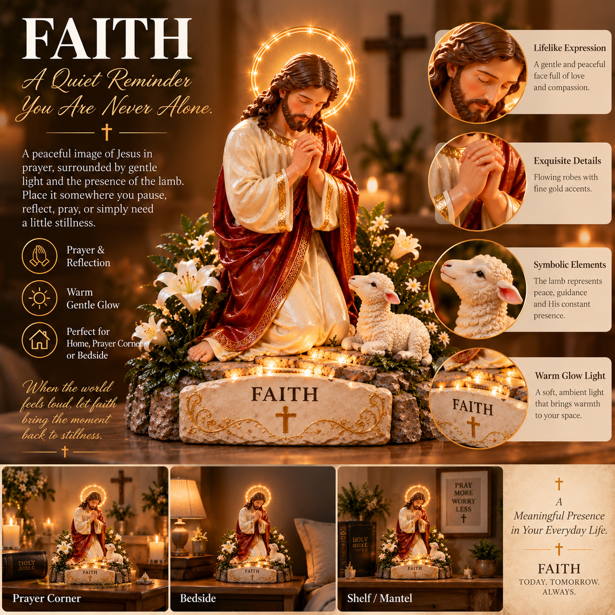 🙏✝️ Let His Light Stay With You — Faith · Love · Hope Illuminated Collection