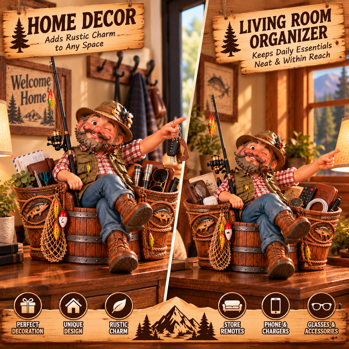 😂 Who Knew Getting Organized Could Be This Fun?! 🎣 – Fisherman Storage & Collectible Decor
