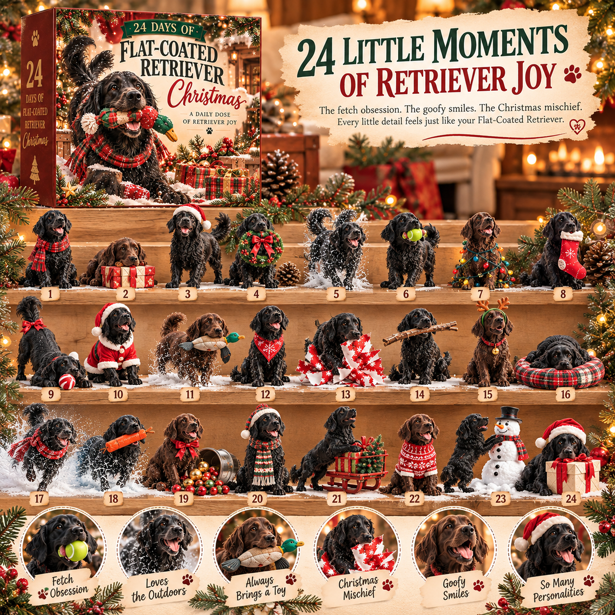 🐾 Flat-Coated Retriever Advent Calendar 2026 🎄 – 24 Days of Love, Laughter & Little Mischief ❤️