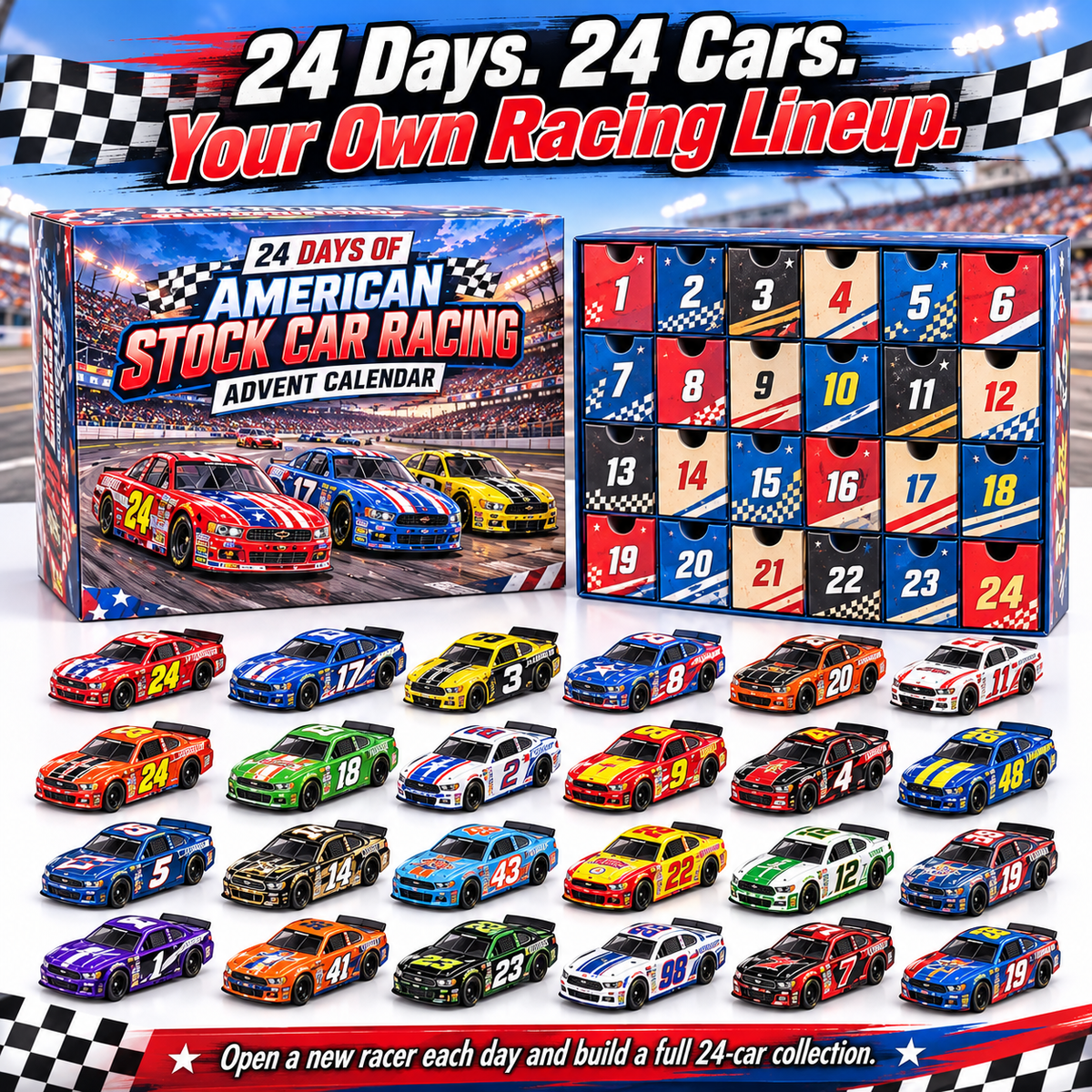 🏎️ Stock Car Racing Advent Calendar – Build Your Dream Racing Lineup