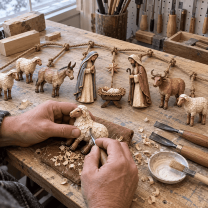 Handcrafted Wooden Nativity Garland