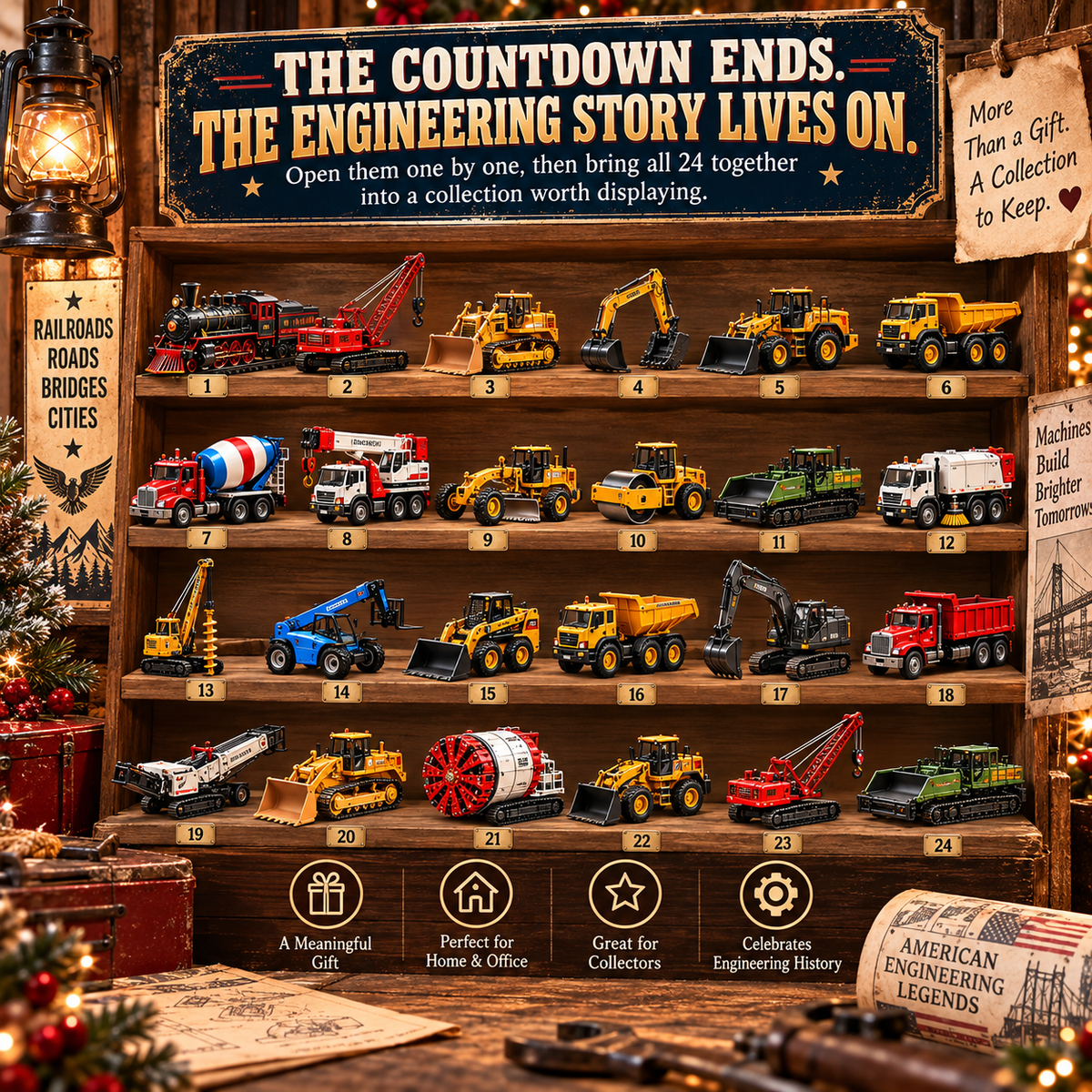 🚂 24 Machines. 24 Discoveries. One Legendary Christmas. 🎄 – Machines That Built America Advent Calendar for Engineering Fans 🎁