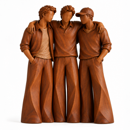 🤜🤛 Brothers for Life Wooden-Look Figurine – Always Got Your Back, Brotherhood & Best Friends Gift ❤️