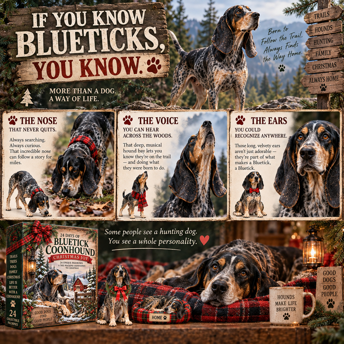 24 Days of Bluetick Coonhound Love — Born to Follow the Trail, Always Finds Home ❤️🎄