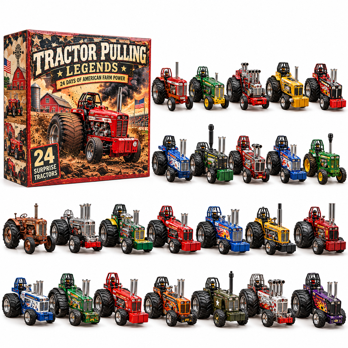 🚜 Tractor Pulling Legends Advent Calendar 2026 🎄 – 24 Unique Mini Tractors, The Perfect Christmas Gift for Dads & Grandpas