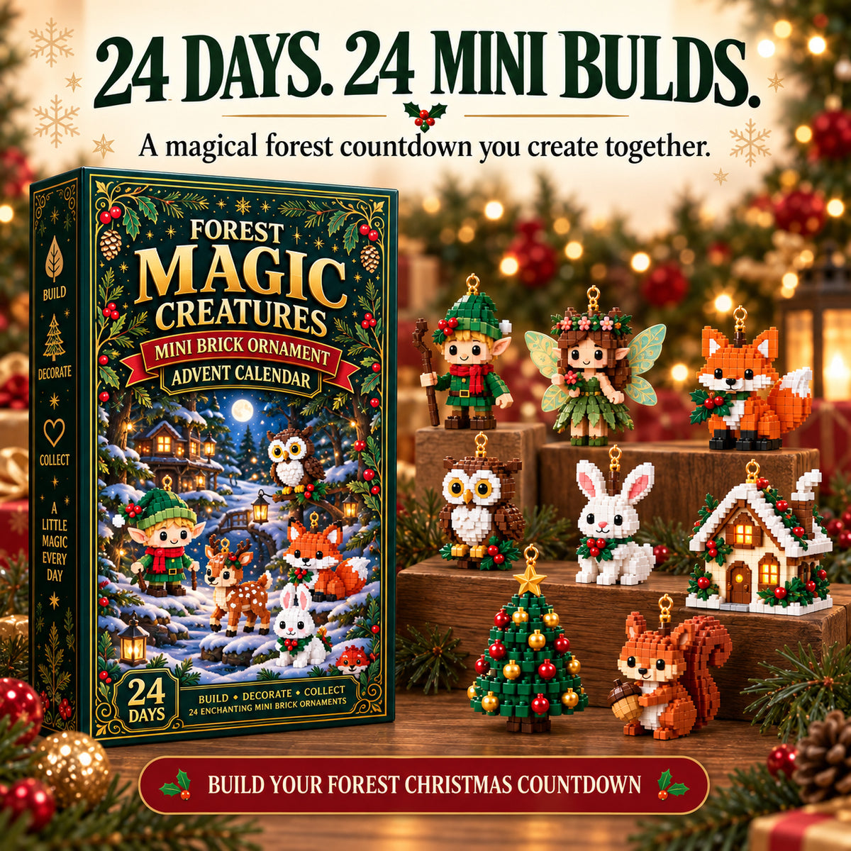 🎄 Build a Little Christmas Magic Each Day – 24 Mini Forest Ornament Countdown
