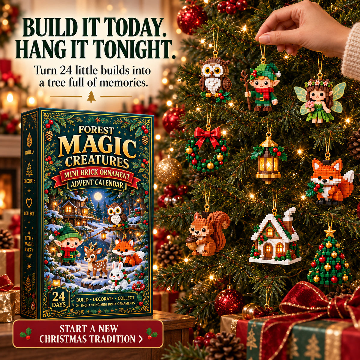 🎄 Build a Little Christmas Magic Each Day – 24 Mini Forest Ornament Countdown