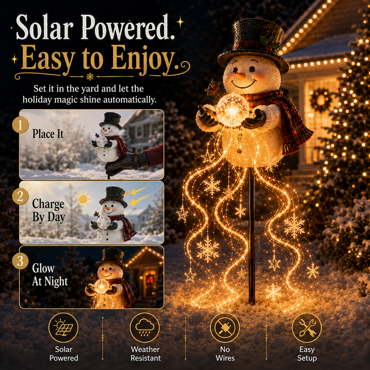 🎄50% OFF🔥 Snowman Magic -Flowing Snowflake LED Christmas Garden Light❄️